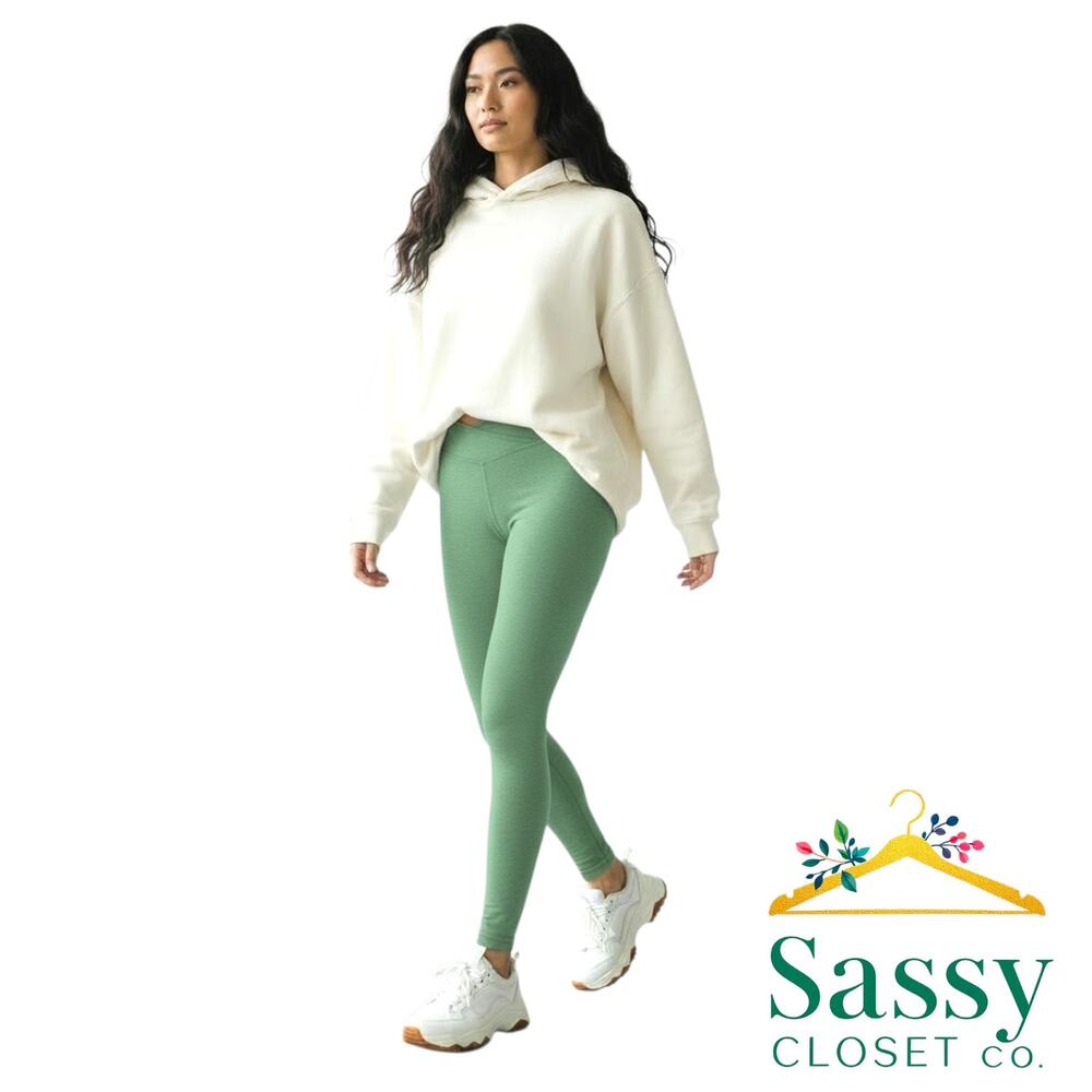 BEYOND YOGA Spacedye High Rise Midi Leggings XL Moss Green Crop EUC